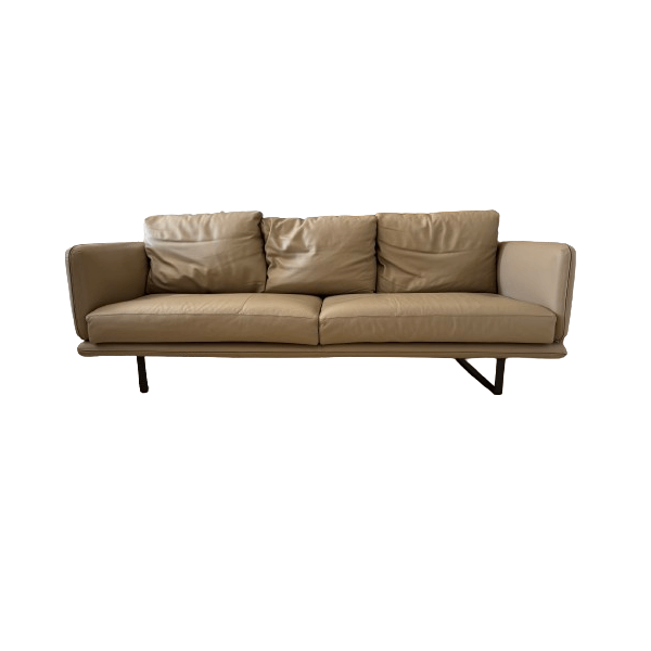 Rail 3-seater sofa in hazelnut leather, Arketipo image