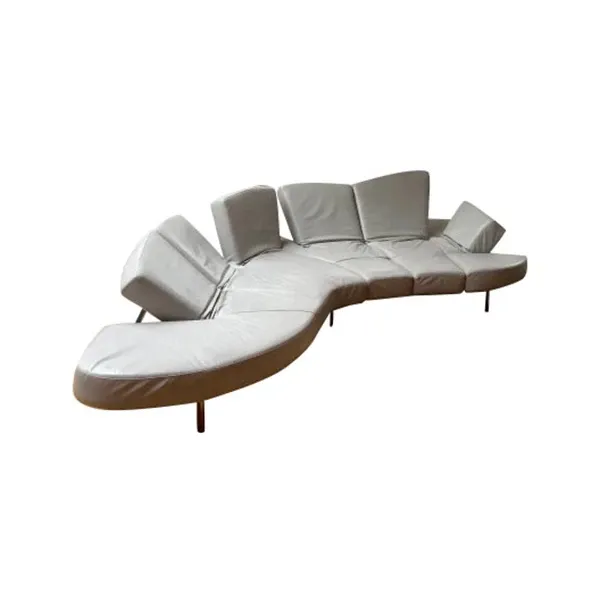 Flap sofa with furniture elements in leather (gray), Edra image