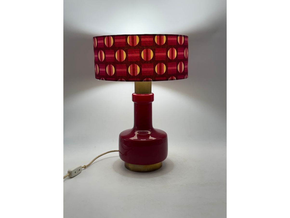 Red Glass Space Age Table Lamp (1960s Vintage) Defects
