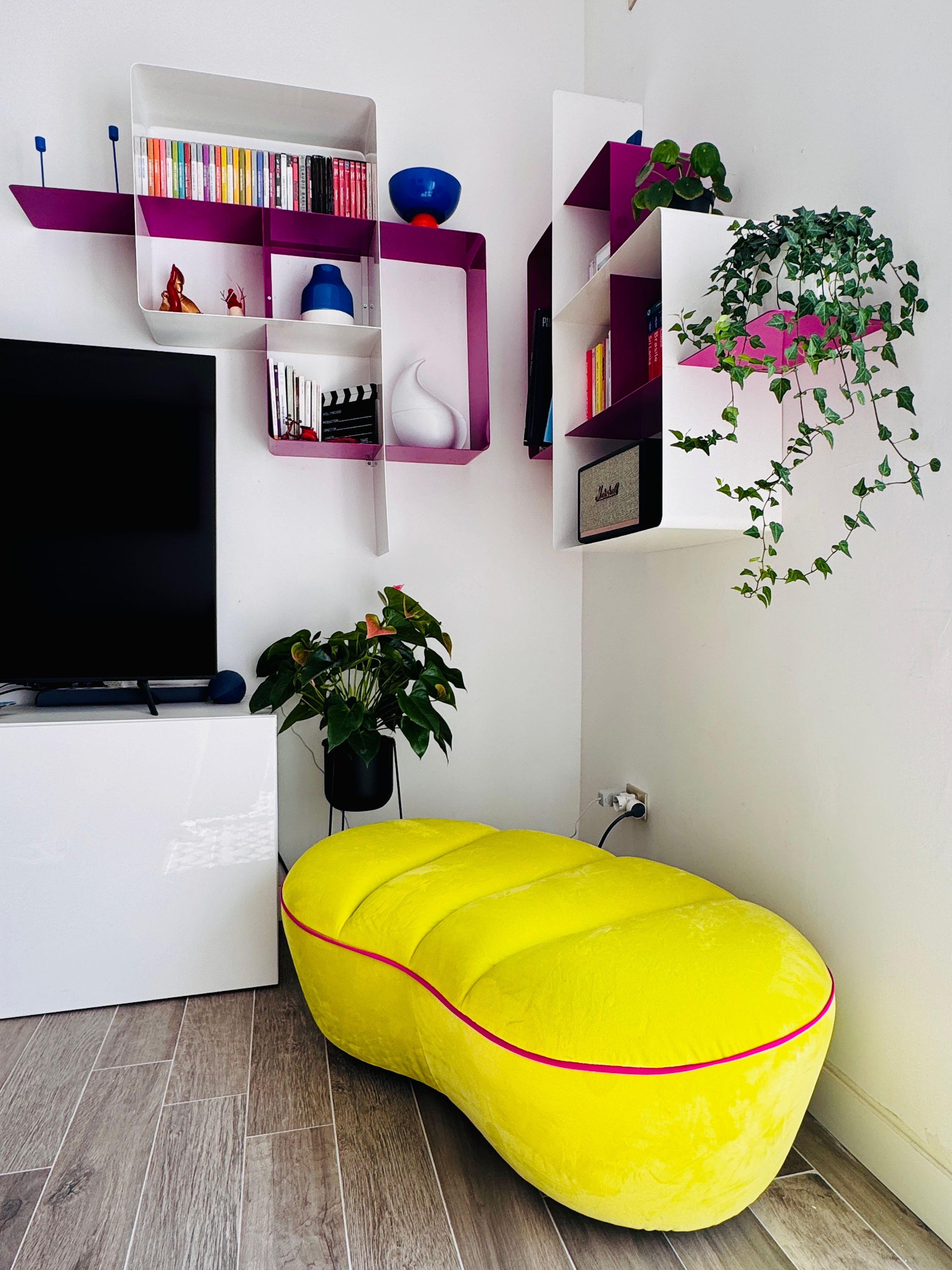 Acid Yellow Ottoman Pouf Main