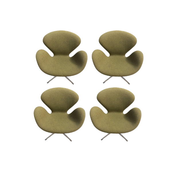 Poltroncina Swan vintage in tessuto verde di Arne Jacobsen, Fritz Hansen image