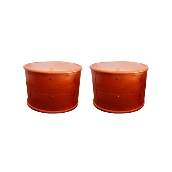 Set 2 comodini ovali realizzati in legno 