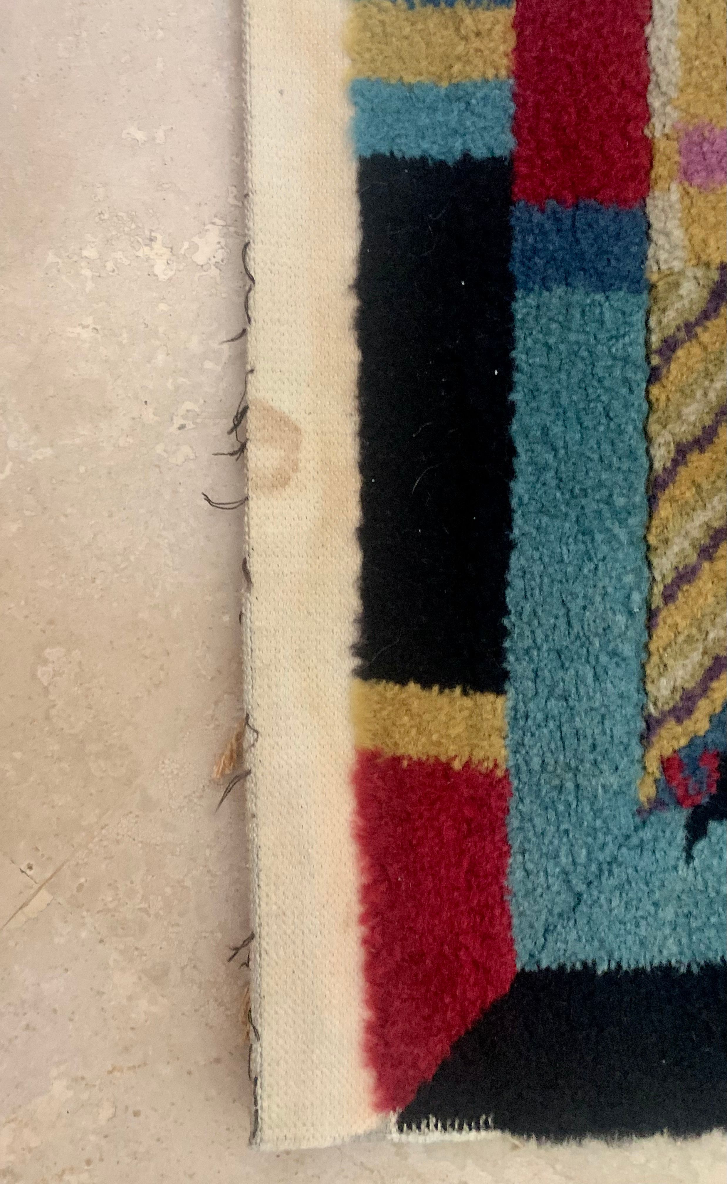 Vintage Wollteppich Mehrfarbig Luxor 1980er Details