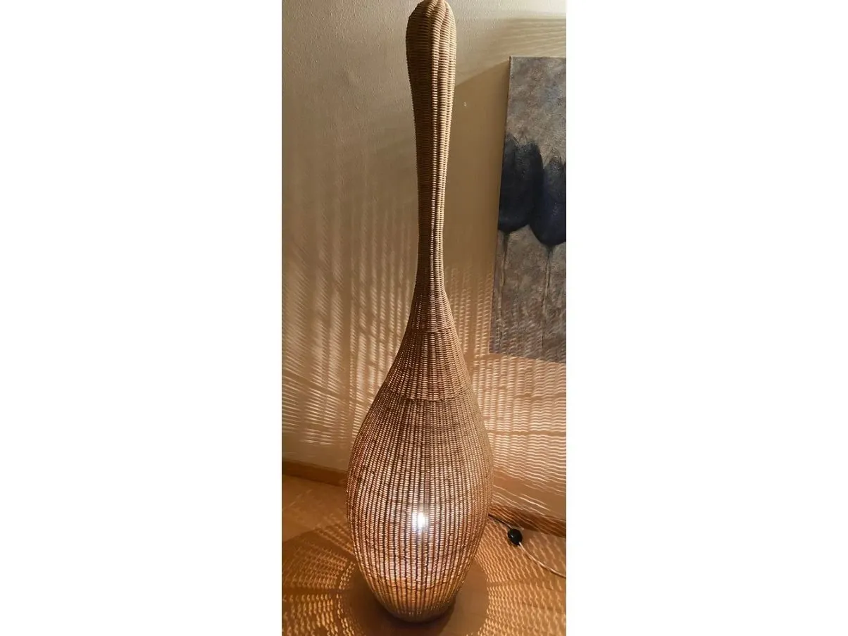 Lampada da terra Bolla in midollino, Gervasoni 2