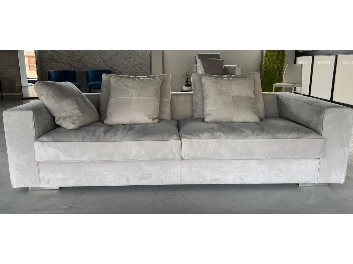 Divano in pelle Nabuk grigio 3