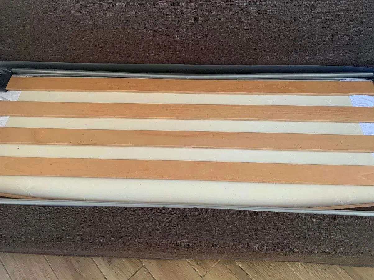 Schlafsofa Set mit Hocker und Sessel aus Stoff 6