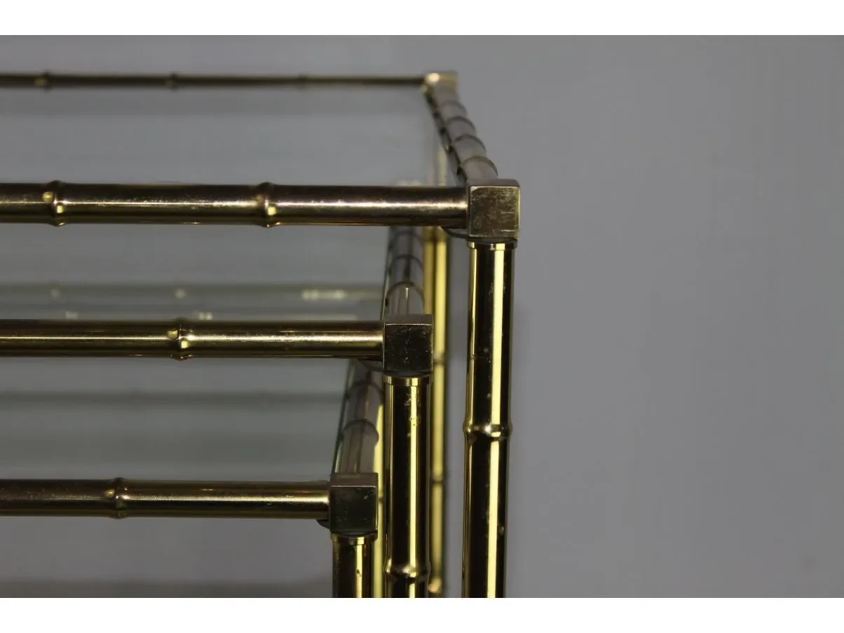 Set of 3 vintage coffee tables (1950s) in brass, 2