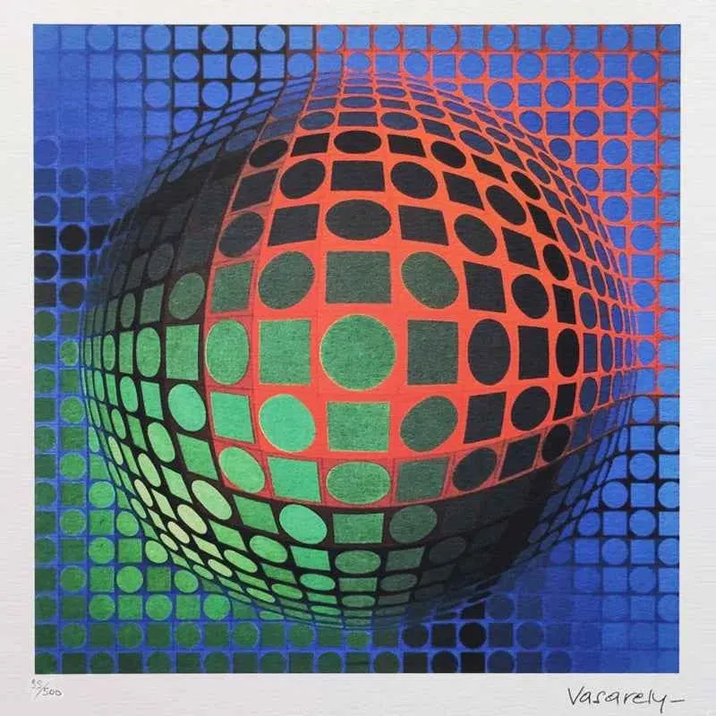 Vintage Lithografie Victor Vasarely Op Art (70er Jahre) 7