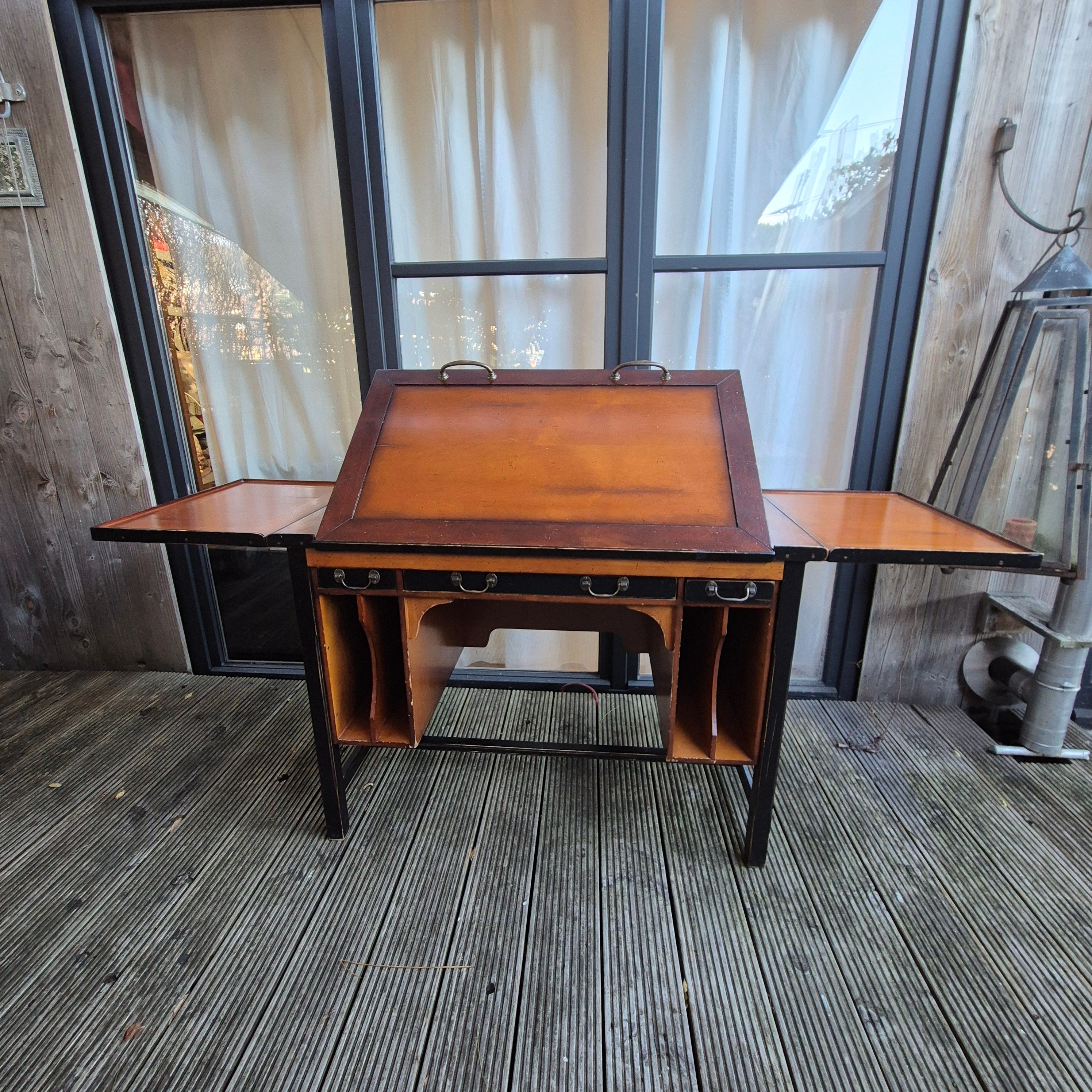 Vintage Holz Schreibtisch Front