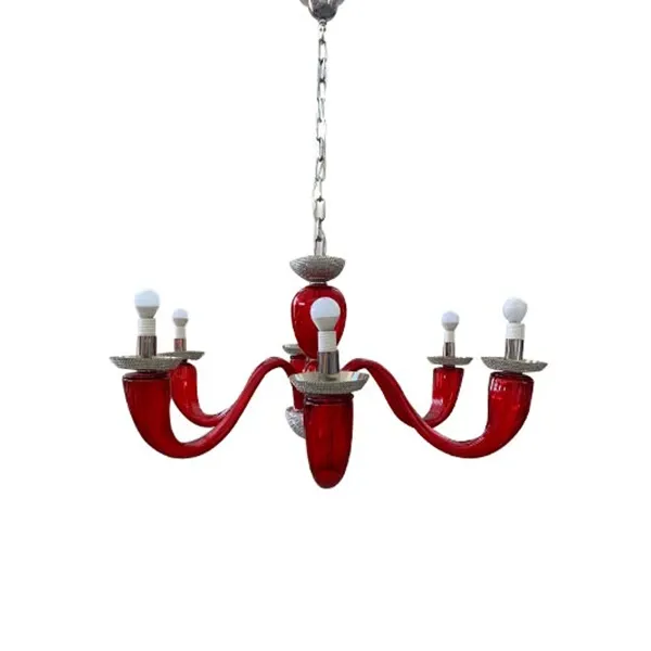 Lampadario in vetro di Murano con Swarovski (rosso), IPM light image