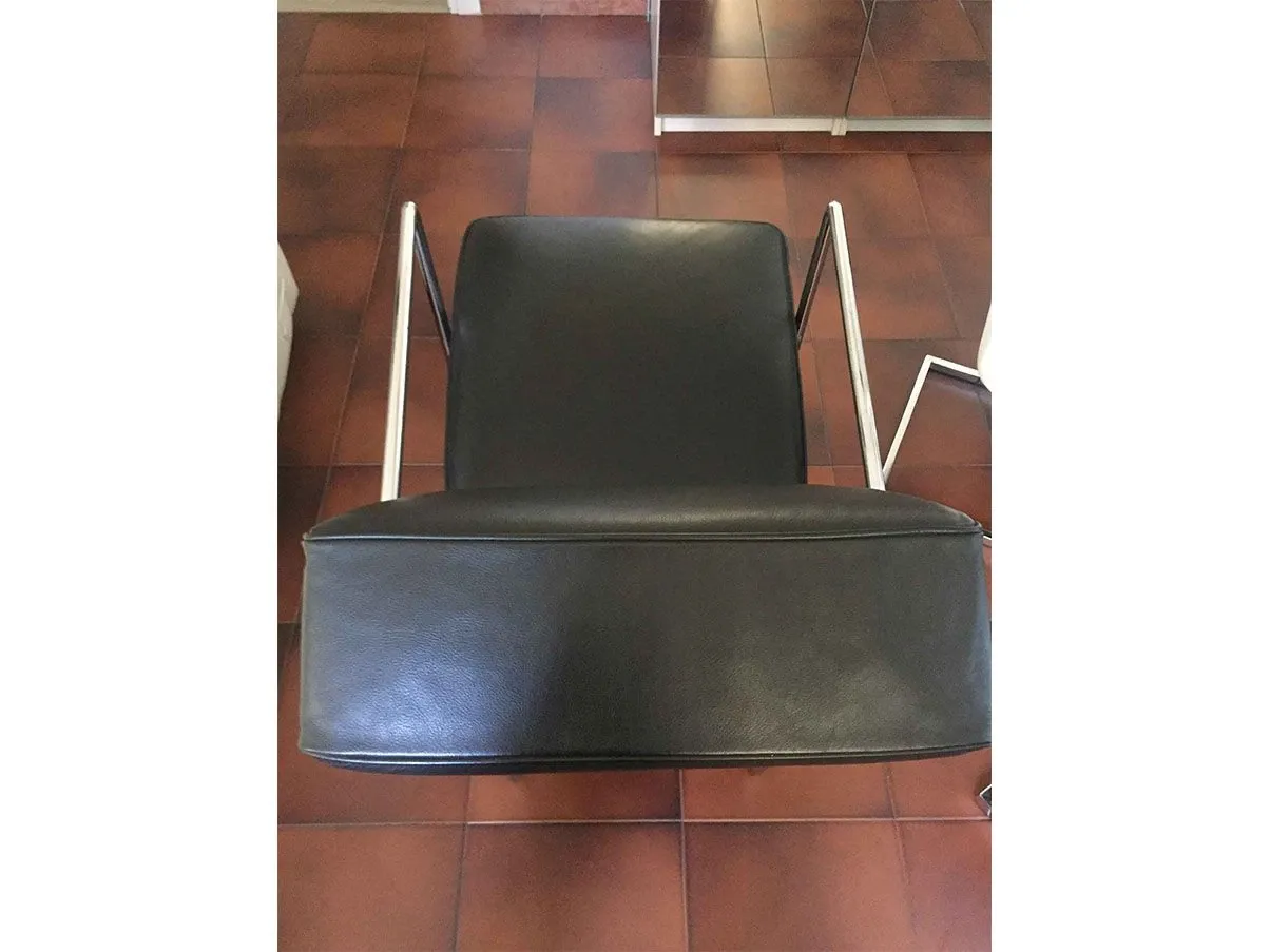 Set of 2 ABC armchairs in steel and leather, Flexform 1