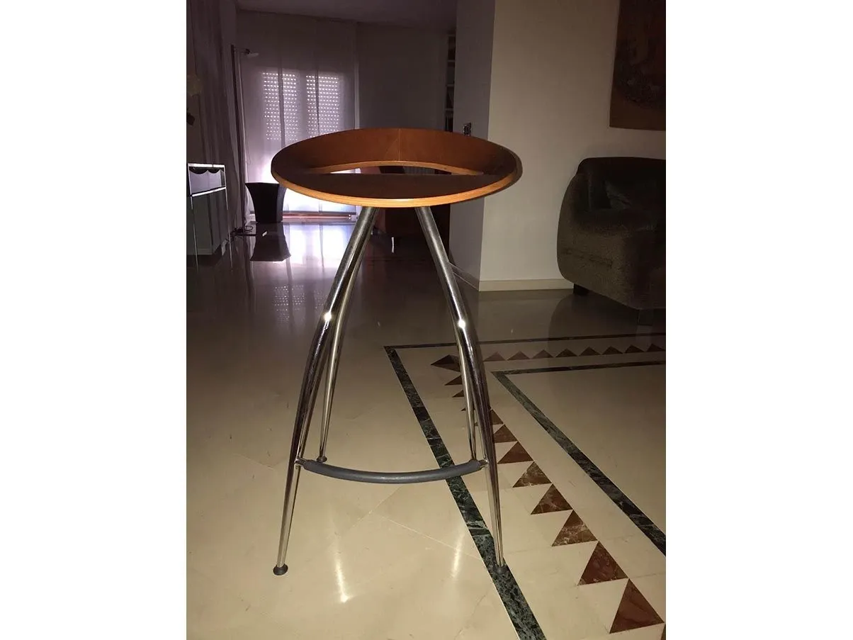 Set of 2 Lyra stools in chromed steel and wood, Magis 1