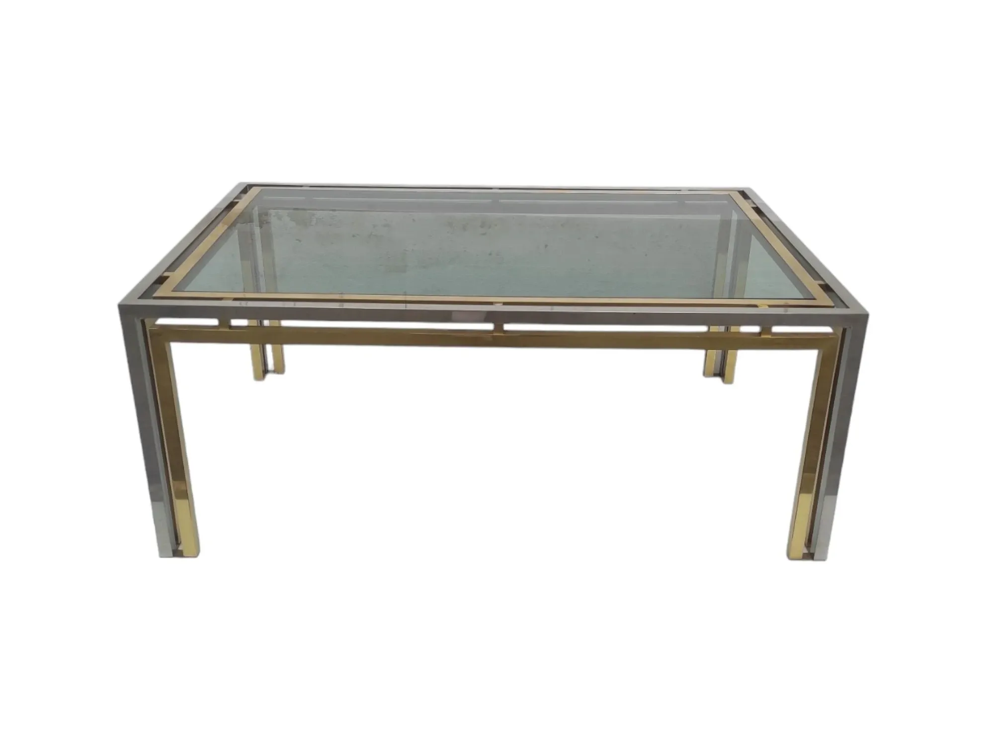 Vintage rectangular brass coffee table (1970s), image