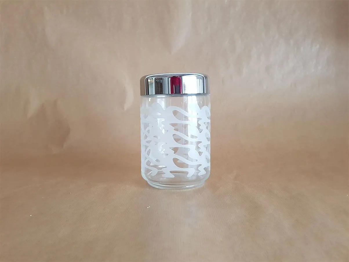 Ethno SG46 jar in silk-screened glass and steel, Alessi 1