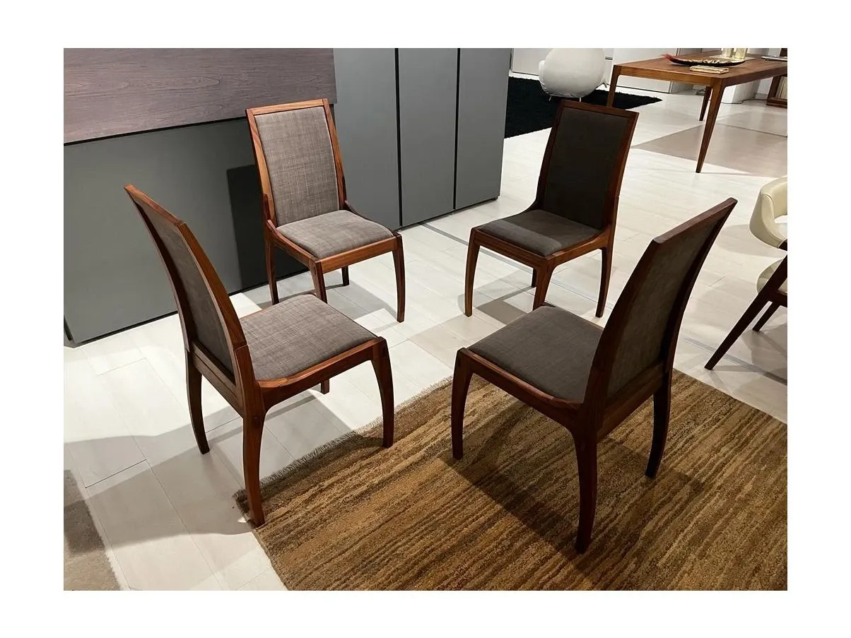 Set of 4 chairs in walnut and fabric, Arte Botto 4