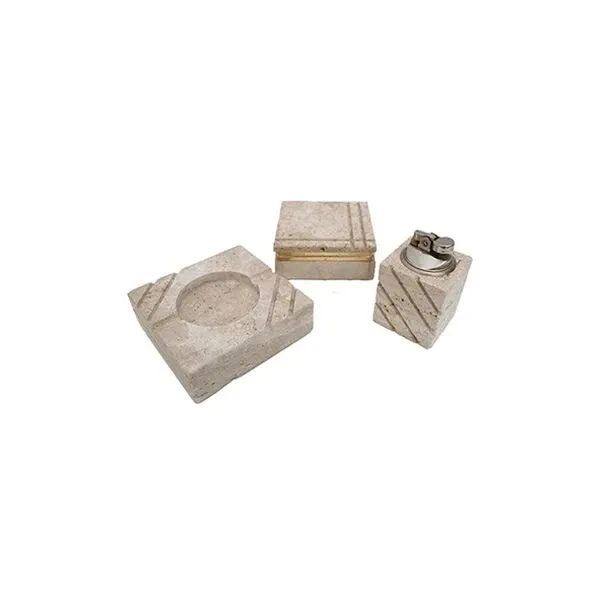 Set da fumo vintage in travertino (anni '70), 