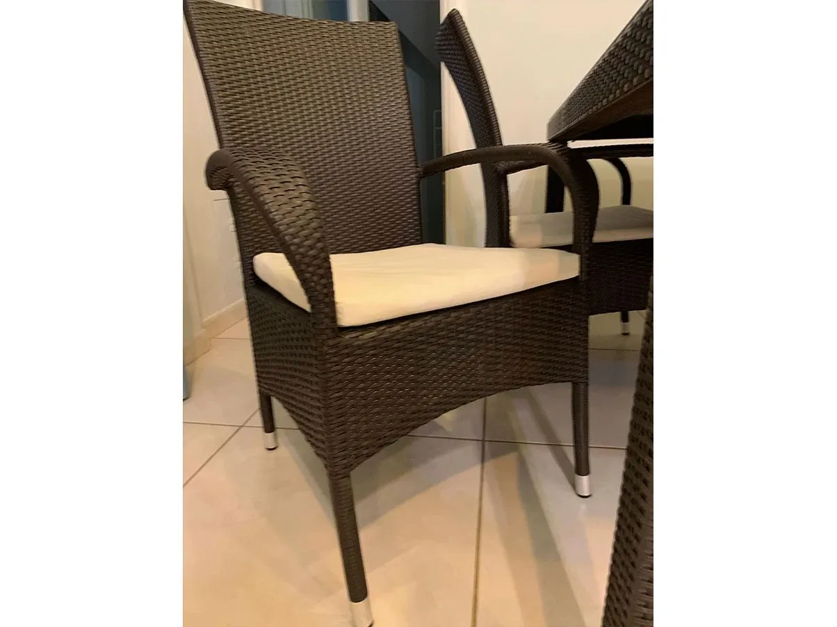 Set 4 poltrone con cuscino in rattan (grigio), Greenwood 2