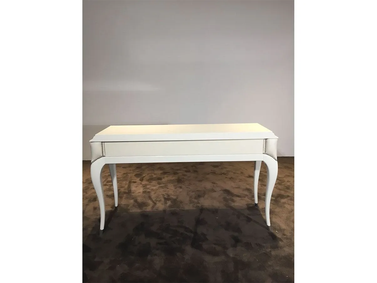 Konsole Ego aus lackiertem Holz und Leder (weiß) 3