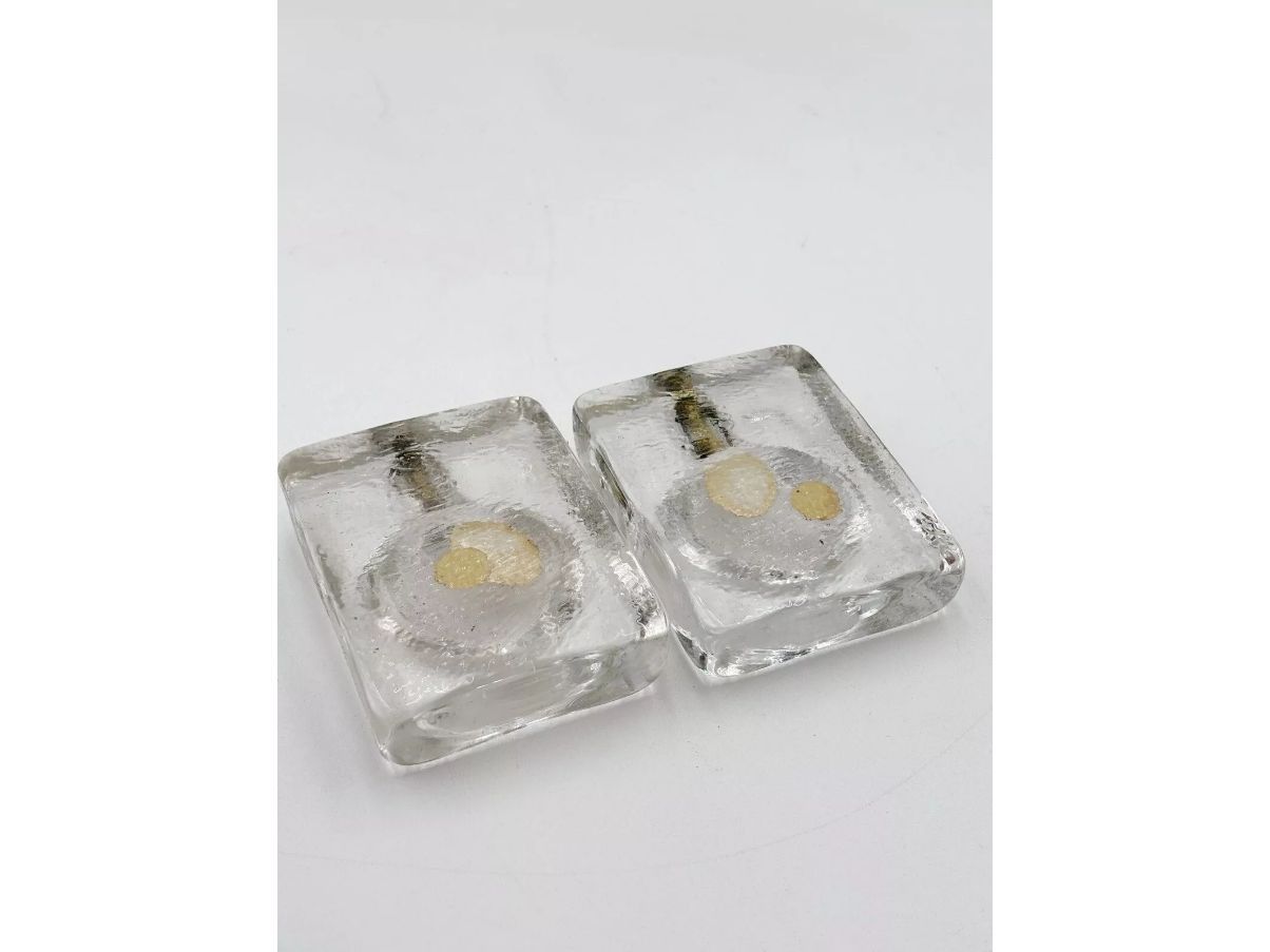 Coppia di posaceneri in vetro di Murano e argento (anni '70), Details