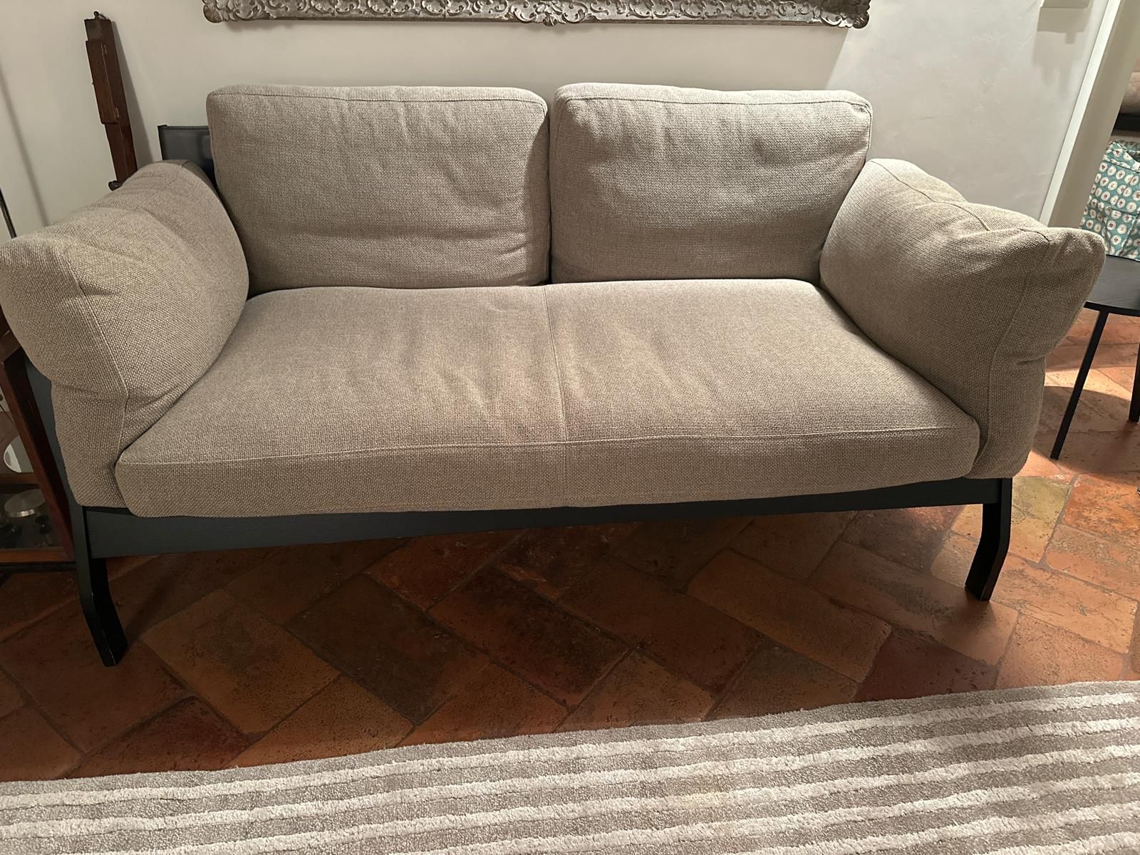 Divano 3 posti Eloro in legno e cuoio di Rodolfo Dordoni, Cassina Main