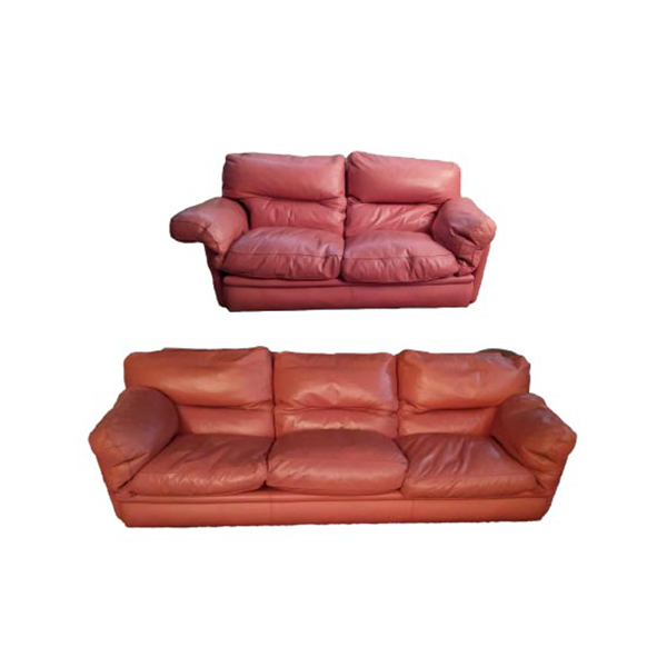 Set of 2 2 and 3 seater sofas in vintage leather, Poltrona Frau image