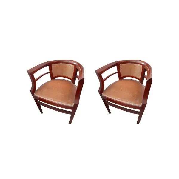 Set of 2 vintage armchairs in wood and velvet image