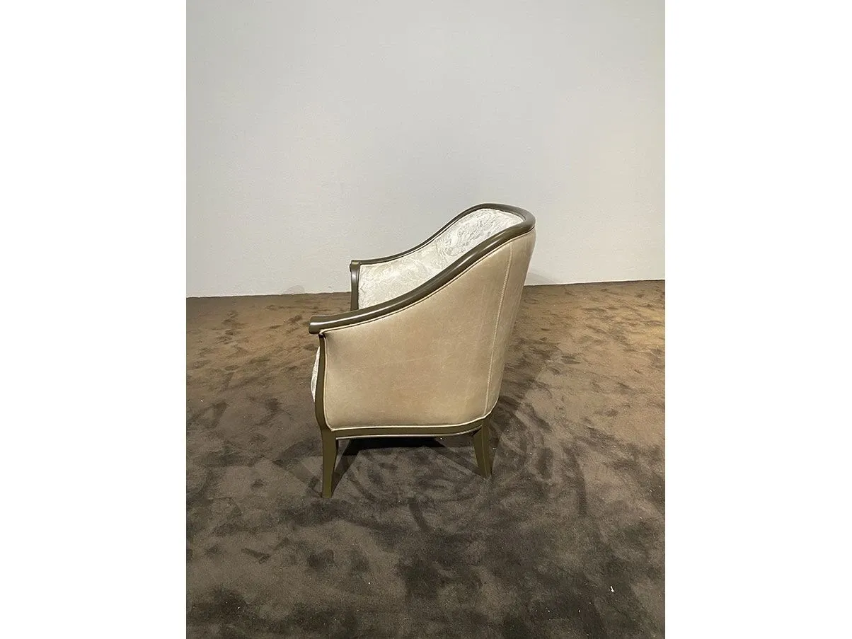 Poltrona Grecia in tessuto e pelle (beige), Bruno Zampa 
