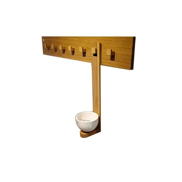 Kaindy coat hanger wall 96 wood and bowl, Disegno Mobile image