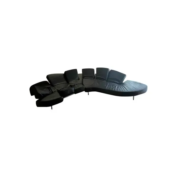 Flap sofa with 9 reclining parts in leather (black), Edra image