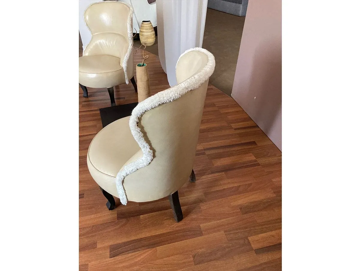 Set 2 poltroncine Sellerina in cuoio (beige), Baxter 