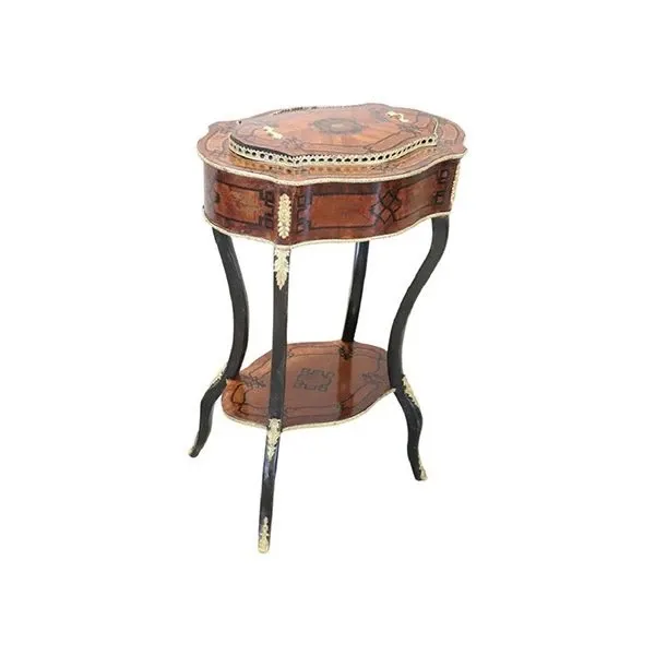 Tavolino vintage in bronzo dorato e legno ('800) 
