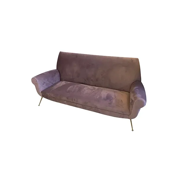 Divano moderno in velluto e ottone di Giò Ponti (anni '50) 1