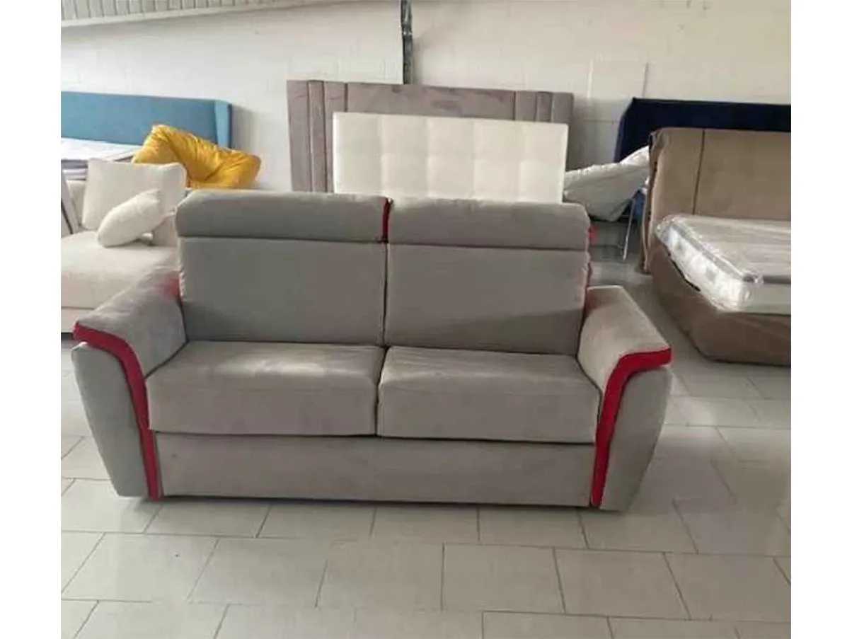 Schlafsofa Rot und Grau aus Stoff 10