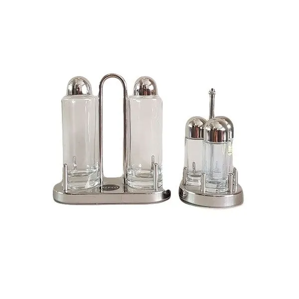 Oil, vinegar, salt and pepper service set by Ettore Sottsass, Alessi image