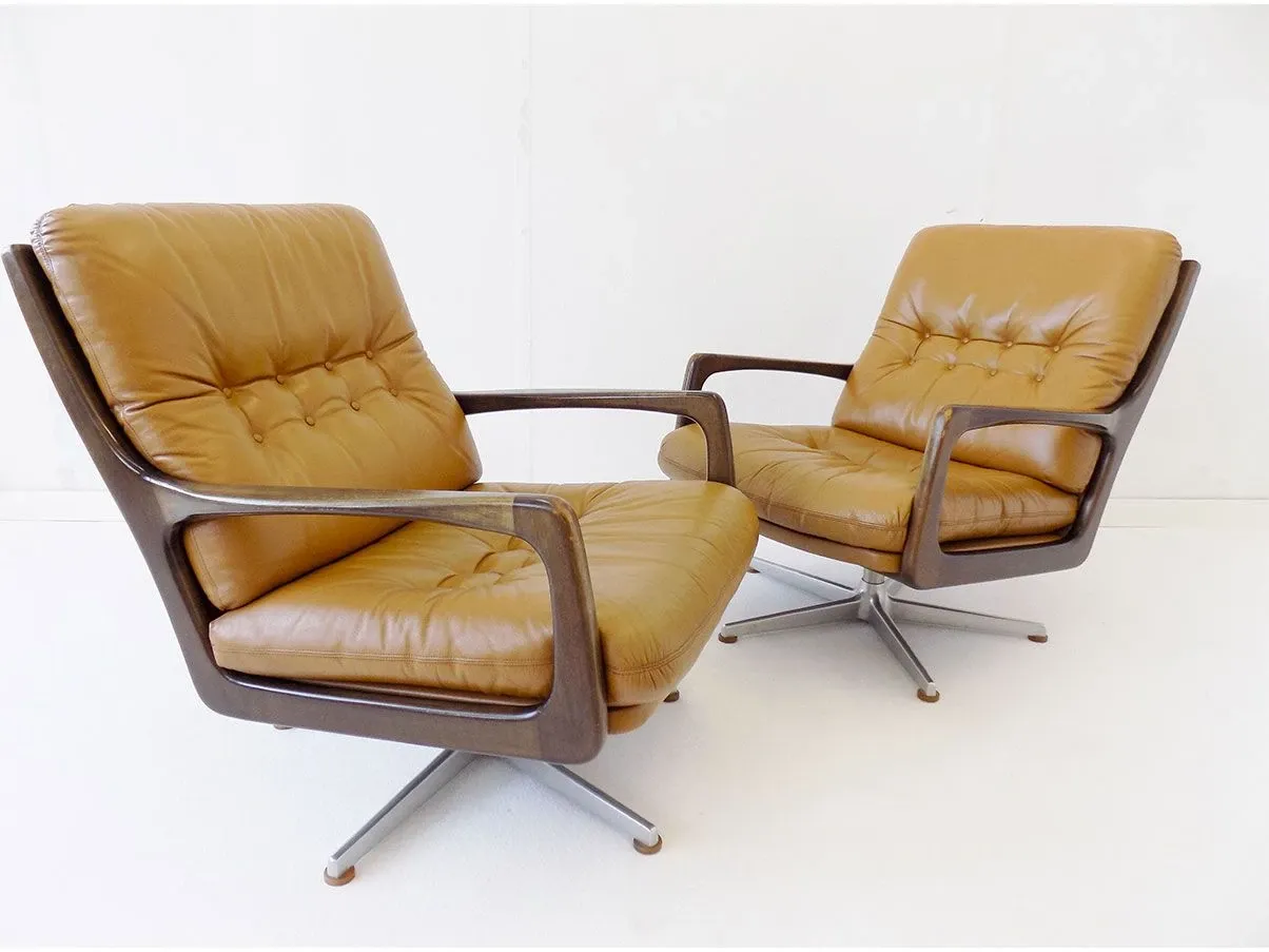 2er Set Ledersessel von Eugen Schmidt (braun) 4