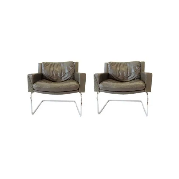 Set 2 poltrone RH 201 in metallo e pelle (verde) 2