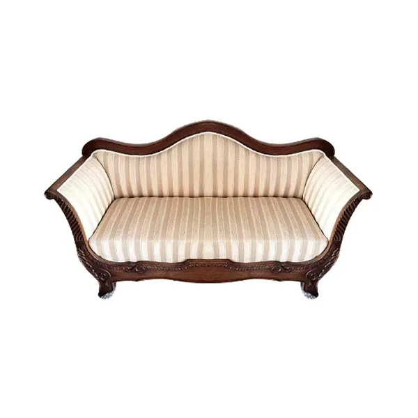 Vintage 3-seater sofa in fabric and wood (1970s), image