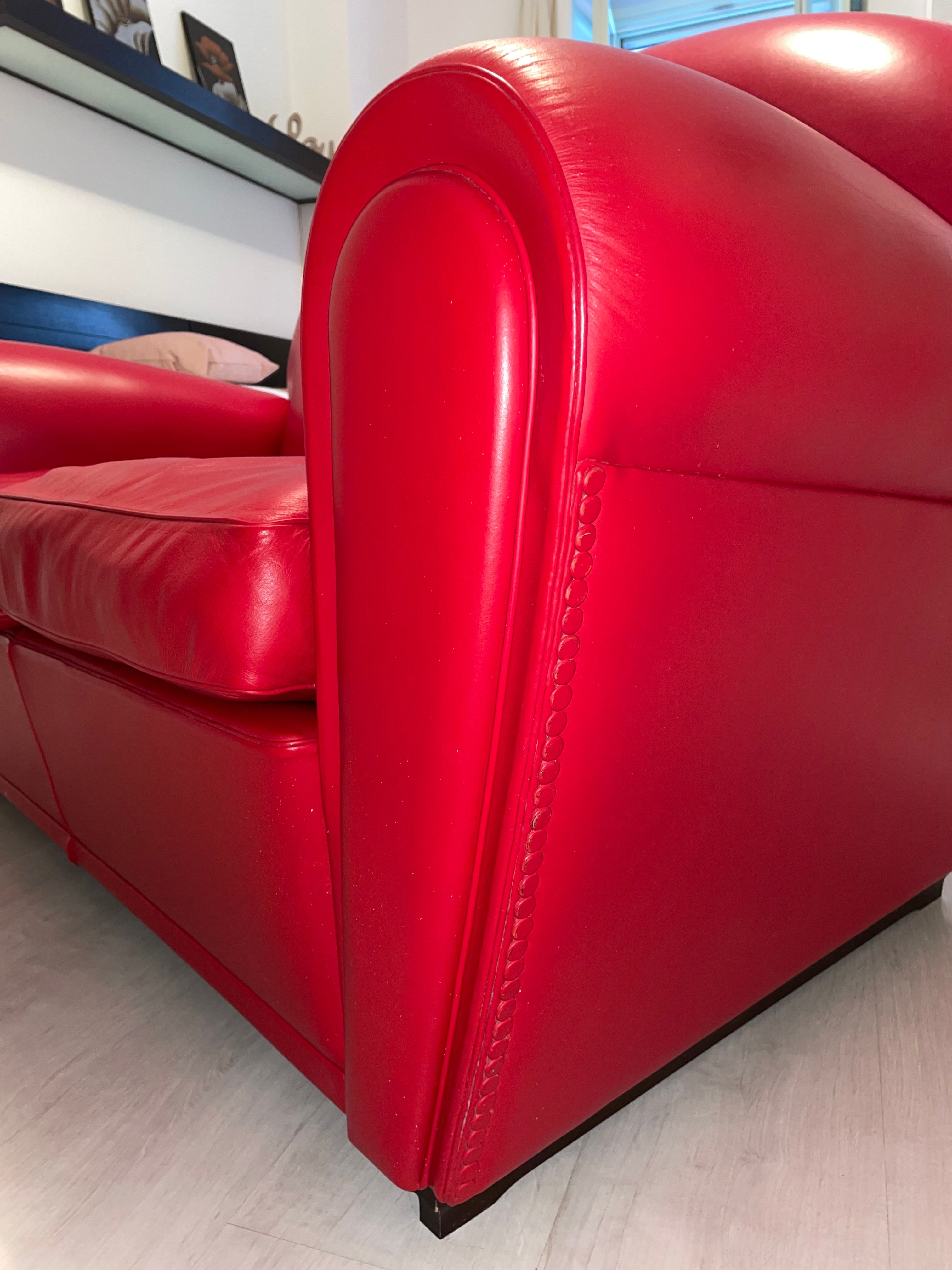 2-Seater Red Leather Sofa Vanity Fair Optional8