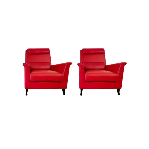 Set of 2 Medium Size armchairs (red), Poltrona Frau 6