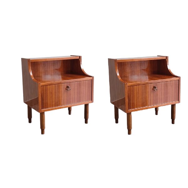 Set of 2 vintage teak bedside tables, image
