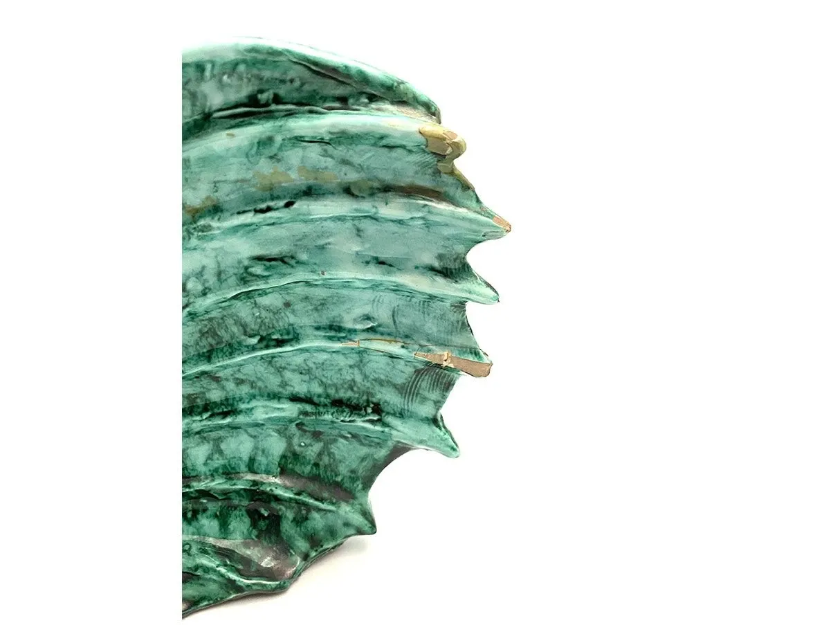 Scultura vintage Pesce Scorfano terracotta smaltata (verde) 2