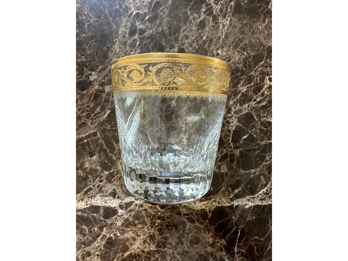 Set Bicchieri vintage in cristallo ottagonali profilo oro anni 70 – La