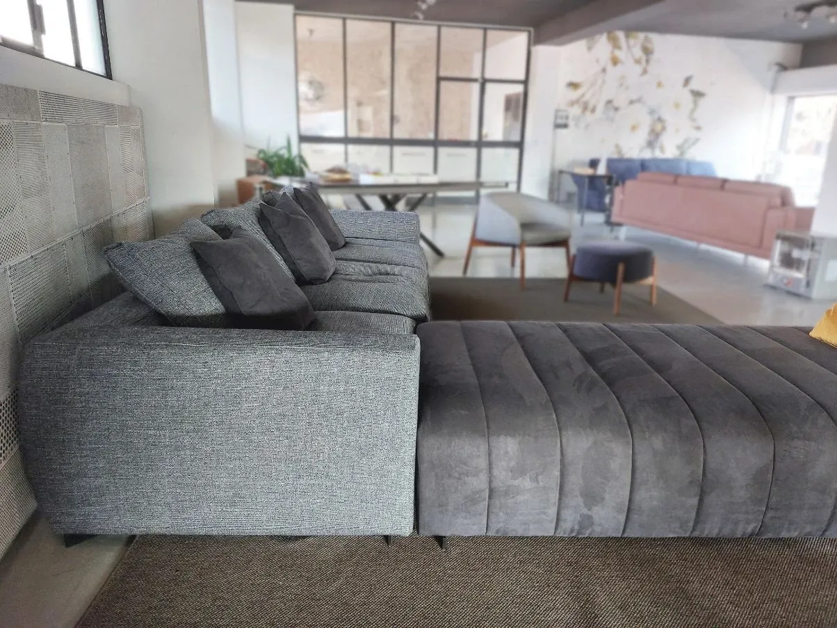Capetown sofa with peninsula in gray fabric, CTS Salotti 3