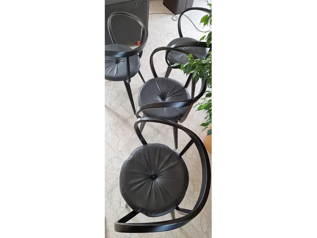Set of 4 Pretzel chairs by G.Nelson in wood (black) 5