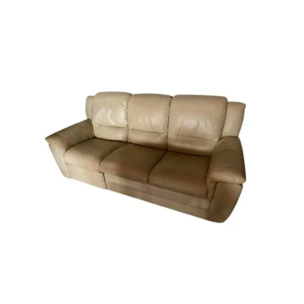 3 seater eco-leather sofa with footrest (beige), Doimo Salotti image