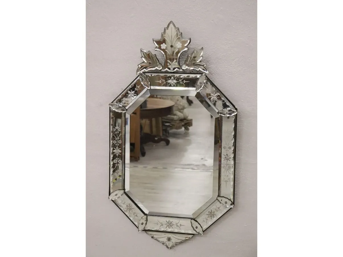 Specchio da parete vintage in vetro di Murano,  1
