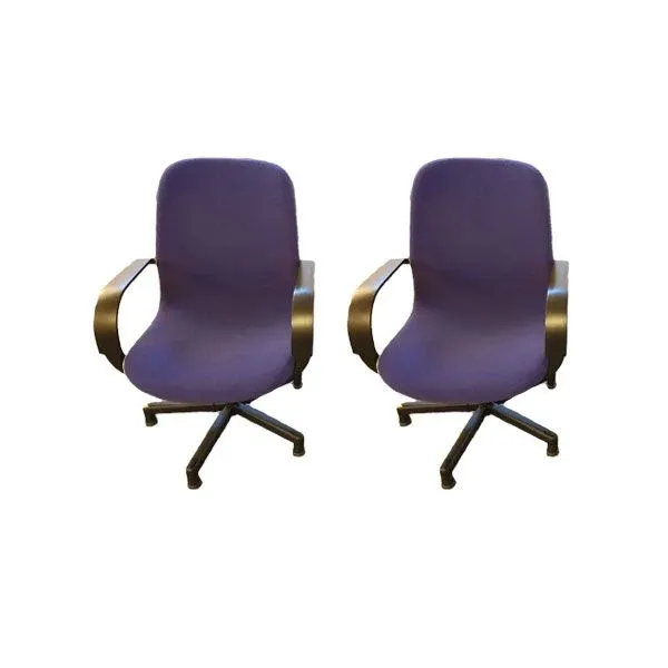 Set of 2 Aries swivel armchairs in fabric (purple), Tecno image