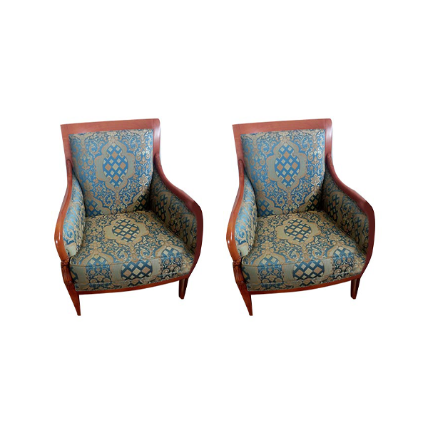 Set of 2 Elite armchairs with damask fabric, Busnelli image