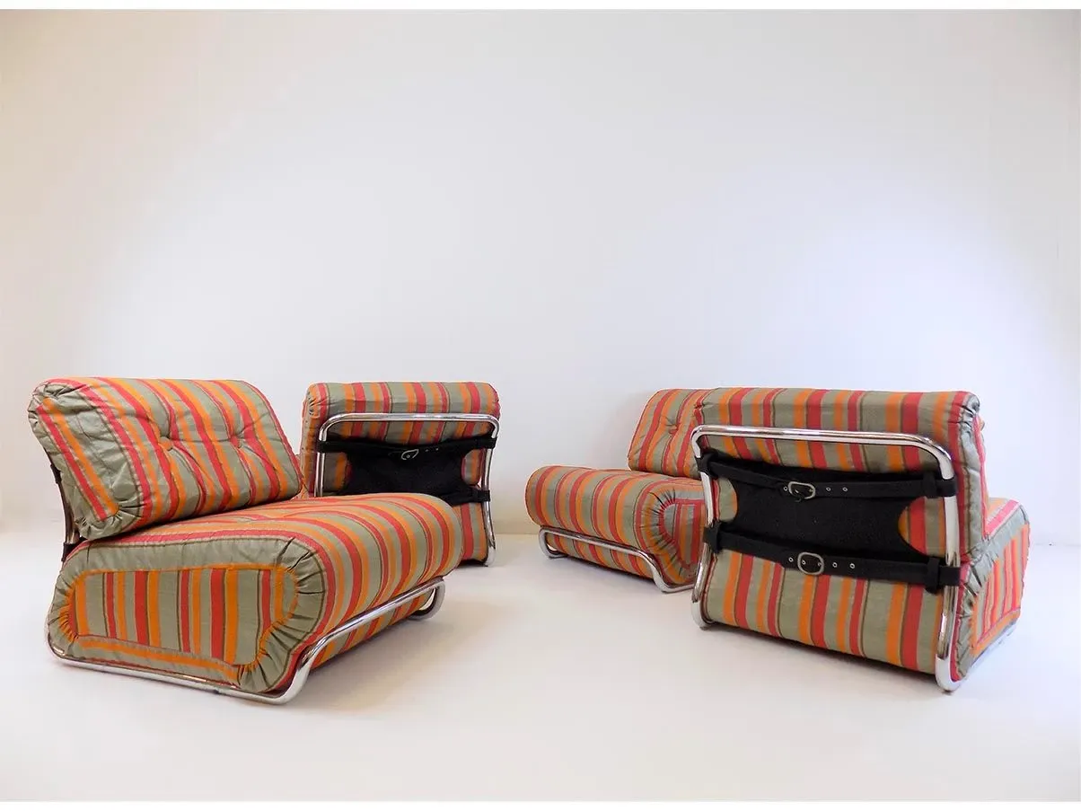 Set aus 4 modularen Vintage-Sofas aus Stoff (70er Jahre) 3