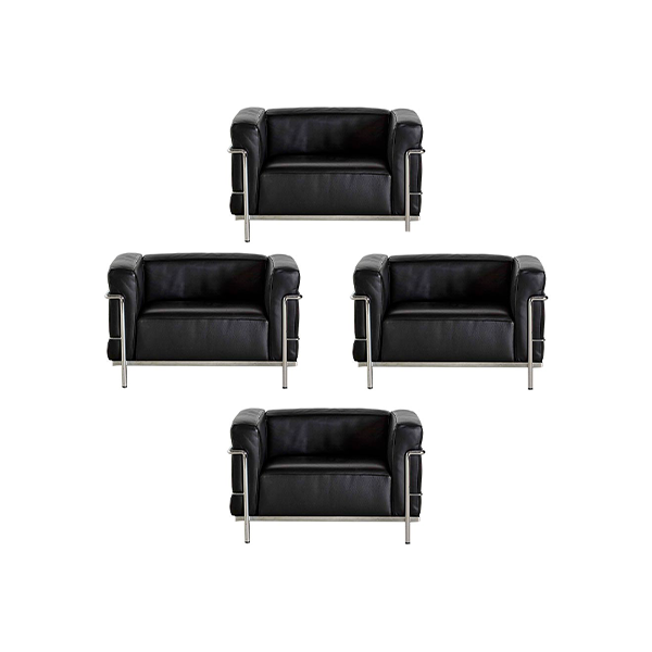 Set of 4 LC3 Grand Confort leather armchairs (black), Alivar image